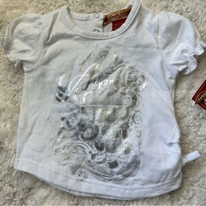 Apple Bottoms Baby Girl Graphic Tee White Y2K Top 12M NWT